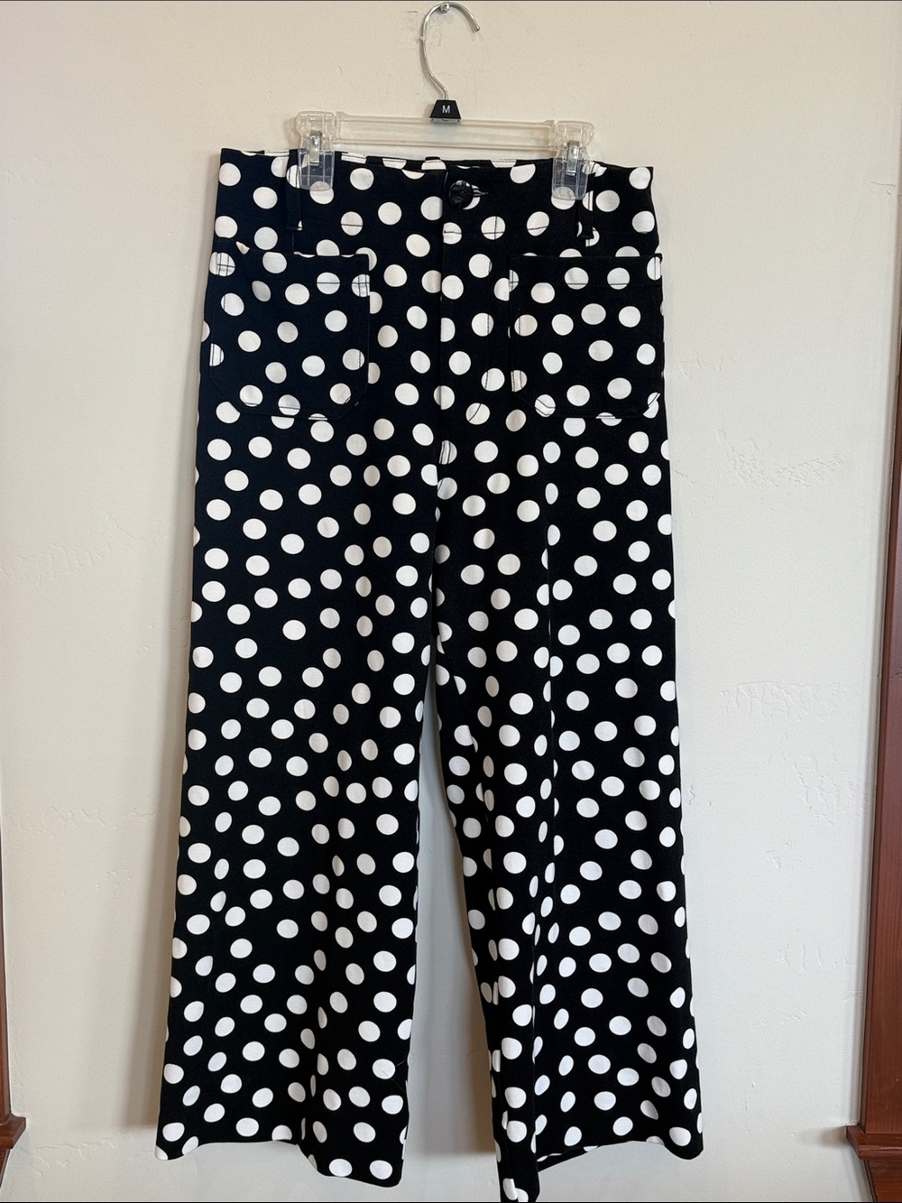 Maeve by Anthropologie Colette Crop Wide  Leg Ponte Polka Dot Pants size 28 - Picture 2 of 7